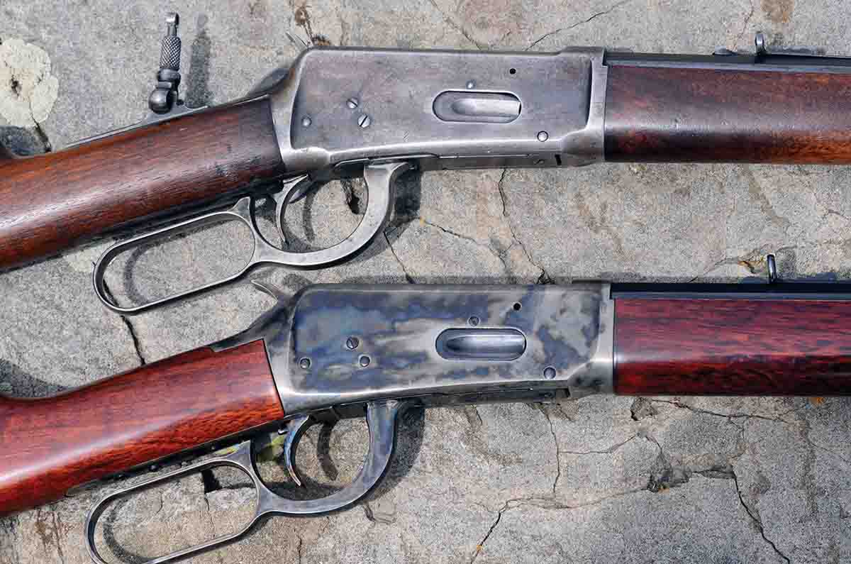 The Uberti/Cimarron Model 1894 .38-55 (right) compares favorably with Mike’s 1897 vintage Winchester Model 1894 .38-55 (left).